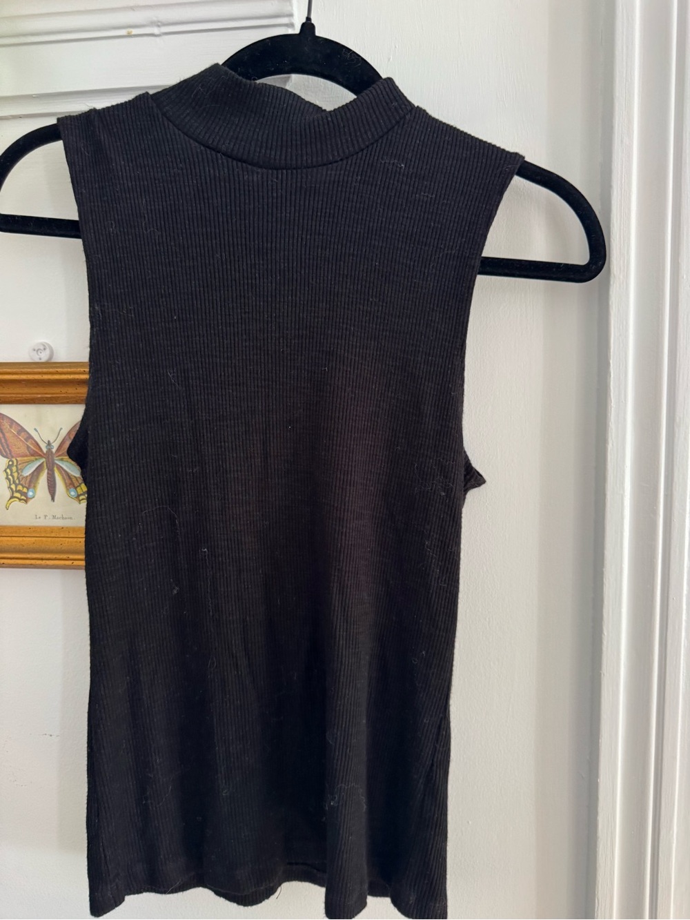 Monrow Black Ribbed Mock Neck Tank